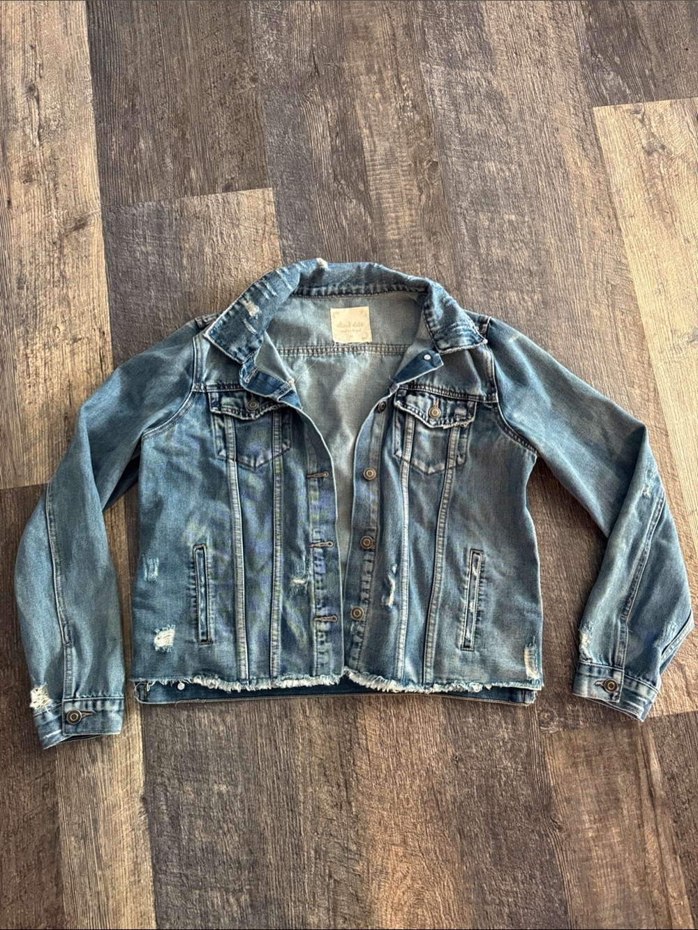 Altar'd State Light Blue Distressed Denim Jacket